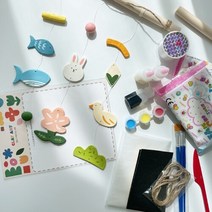지점토 모빌 만들기 DIY 7종 키트 공예 세트 [흑백 점토 오브제 소품 인테리어 취미 물감 놀이 재료], 5. 컬러 모빌 30cm KIT