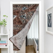 보헤미안 녹색 소나무 가지 프린트 전원 천공예 화장실 문발 커튼