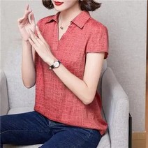 Pagekorea 여성 여름 면 린넨 셔츠 얇은 루즈핏 빅 사이즈 캐주얼 린넨 반팔 셔츠 Q