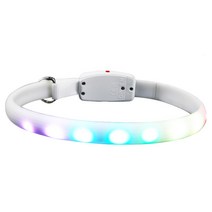 Garrl 강아지 led 발광 목걸이 야광 목줄 반려동물 컬러 목걸이, 화이트