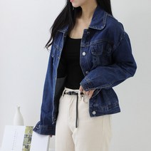 밍키비 Minky Bee 100028C 가을겨울 진청 캐주얼 루즈핏 여성 청자켓