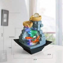 수기운보충 물레방아 벽천분수 연못 태양광분수 수지 물 분수 풍수 물 바퀴 물고기 탱크 라이트 볼 홈 오피스 탁상 인형, b