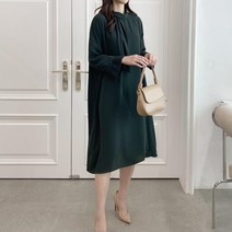 옷자락 여성 쉬폰 스카프 타이넥 주름 a라인 가을 롱 원피스