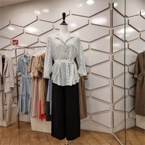 ZOOC NC13 스트라이프 벨티드 블라우스 Z202MSC056