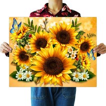 FASEN 액자 캔버스형 보석십자수 DIY 키트 40 x 50 cm, ZSH013.해바라기의 노래