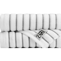 Black White Brands 브라질리언 해변/수영장/목욕 타월 궁극의 흡수성 럭셔리 XL 91.4x177.8cm36x70인치 100% 면 웨이브 2개 화이트 폴리 핀스트라이프, Charcoal Gray_4