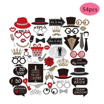 Mr Mrs 사진 소품 Photobooth 그냥 Merried 재미 있는 안경 DIY 생일 베이비 샤워 소년 소녀 부스 웨딩 장식, [25] 54pcs