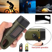 LED 손전등 핸드 크랭크 태양열 충전식 서바이벌 기어 낚시 보트 하이킹을 위한 자체 전원 충전 토치 발전기, [02] flashlight green
