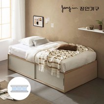 장인가구 벤스 슬라이딩 높은 빅수납침대 기본형+본넬매트SS, 화이트오크