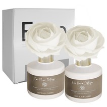 유로 플라워 오브제 디퓨저 200ml 2p + 핸드메이드플라워 스틱 2p, 딥블랙체리