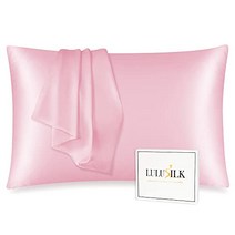 LULUSILK 실크 베개 커버 100 % 잠실 실크 19 접시 베개 케이스 어머니의 날 아름다움 피부 미용 양면 실크 타입 매끄러운 재질 피로 케이스 패스너 첨부 핑크 43x63cm