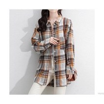vsyoy여성 체크 무늬 셔츠 외투 여성 루즈핏 체크 플란넬 셔츠 빈티지 캐쥬얼 가을 여성 체크 셔츠