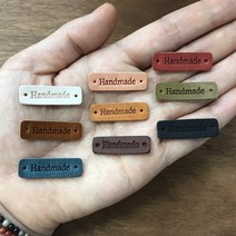핸드메이드 가죽라벨 M3009-NO1 HANDMADE 천연소가죽 뜨개질 라벨, 카멜, 1개