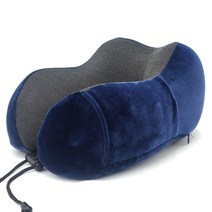 목디스크 거북목 일자목 베개 코스트코 경추 배게 옆으로자는 다리 교정 자형 여행 비행기 사무실 낮잠 자궁 경부 비행 수면 머리 목 지원에 대한 순수 메모리 폼 목, 네이비 블루