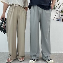 빅사이즈 남녀공용 벤츄리 아이스 냉감 스판 밴딩 롱 와이드 팬츠