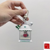 눈뿌리는기계 인공눈기계 업소용 스타 벅스 2021 크리스마스 크리 에이 티브 펜던트 키, 카드가 없는 크리스마스 이글루 모래시계 펜던트