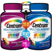 캐나다 내수용 100% 정품 신제품 먹기편한 성인용 구미 젤리 센트룸(Centrum) 50+ 여성 / 50+ 남성 / 50+ 남녀공용 / 성인 여성 / 성인 남성 종합 멀티비타민, 성인(남1 + 여1) 2종세트 - 총2병