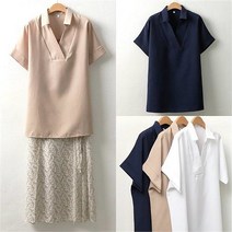 [강물처럼] 반오픈반팔블라우스(XX59C79) 빅사이즈여성의류 중년 (5950384)
