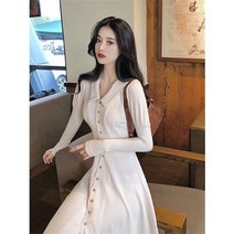 줄리엔느 여성 데일리 고급 카라 롱 버튼 원피스