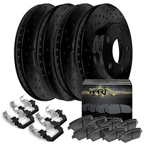 Fits Honda RidgeLine Pilot Front Rear Black Drilled Brake Rotors+Ceramic Pads