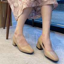 양말 구성 + 통굽 미들 펌프스 여성구두 zn363