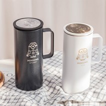 미니언즈 스텐레스 손잡이 머그 350ml, 화이트 밥