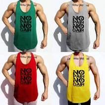 피지크히어로 NO PAIN NO GAIN 전면로고 짐워리어 통기성 메쉬 헬스 나시티 7종