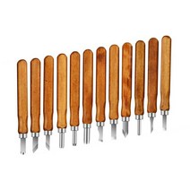조각 칼 12P 세트 고탄소강 고무판화 우드카빙 공예 도자기 도구 미술 목공 조소 조각도