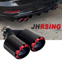 소리박 자동차 배기 흡기 y 모양 이중 출구 파이프 탄소 섬유 노즐 머플러 튜닝 car universal for car exhaust tip stainless red, 오른쪽 입구 60-out89