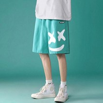 스마일 루즈핏 5부 반바지 팬츠 남자 프린팅 WI118PN