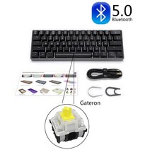 GK61 SK61 61 키 기계식 키보드 USB 유선 블루투스 LED 백라이트 축 게이밍 게이트론 광학 스위치 데스크탑 드롭십, SK61S Gateron Yellow|Gateron, SK61S Gateron Yellow