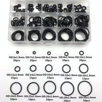 스팀세차기 225 개상자 고무 o 링 두께 1.9mm 구색 검정색 o 링 씰 세트 니트릴 와셔 자동차 가스켓 15 크기 용, 검은색