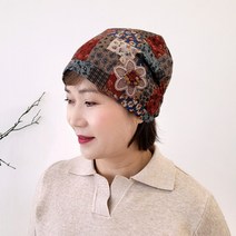 제이제이나인 플라워 가을 겨울 큐빅 여성 두건 비니 모자