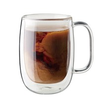 이중 유리 머그 내열 더블 글라스 카페 커피 음료 잔, 350ml