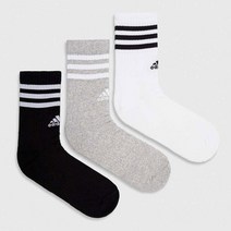 아디다스 삼선 장목 크루 삭스 스포츠 쿠션 양말 남녀공용 데일리 양말 3개 1세트 화이트 긴 양말