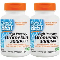 닥터스베스트 하이 포텐시 브로멜라인 3000GDU 500mg 베지 캡 글루텐 프리 비건, 90개입, 2개, 90정