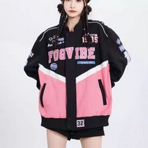 과잠 항공점퍼 간절기 아우터 프린트 여성 자켓 고딕 레이싱 슈트 힙합 스트리트 Y2k 스포츠 여성용 오버사이즈 야구 유니폼 2023