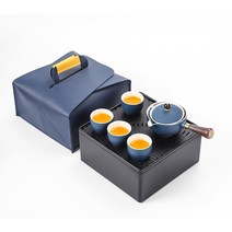 2023 홈바 테이블 도자기 중국 Gongfu 차 세트 휴대용 주전자 360 회전 메이커 및 인퓨저 다도 가방, 06 06