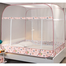 (3시전 주문시 당일발송) 원터치 모기장 침대 1초 사각 텐트 폴딩 싱글 퀸 더블 킹 범퍼 접이식 간편 사이즈 캠핑용 텐트형 초대형 사이즈 (자체제작한 헤어밴드증정), 스토로베리