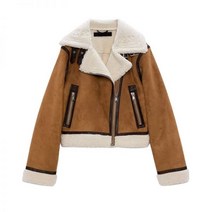 ZARA 레더 숏 카멜 무스탕 라이더 자켓
