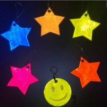 낌유컴퍼니 야간 안전 빛 반사 열쇠고리 6p, 스마일+오렌지, 6개입