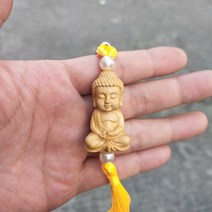 석가모니불상 나무 나무 조각 부처 관음 동상 펜던트 조각 거실 장식 자동차 매달려 장식a1169, 밝은 회색
