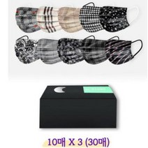[빠른배송] 국산 3중필터 숨 편한 패션마스크, 디자인, 체크블랙