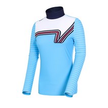 [볼빅골프웨어] [볼빅] 여성 골프 로고 포인트 스트라이프 반폴라 티셔츠 VLTSJ232_