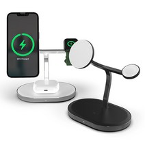 3in1 MFM 인증 맥세이프 고속 무선 충전기 MC310, 3in1맥세이프충전기-MC310블랙