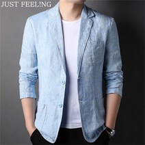 JUST FEEL!NG 오버핏 남자 패션 정장 자켓 비즈니스 여름 얇은 면마 점퍼 블레이져