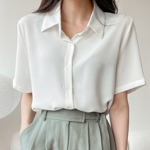 [디어로라] 여성 링클프리 베이직 반팔 셔츠 블라우스