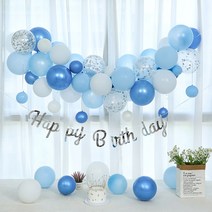 [피앤비유니티]하늘 닮은 올리브 파스텔 풍선구름 러브 생일 풍선 장식 세트 모음 가랜드 풍선꽂이 숫자풍선 기념일, 25)하늘 닮은 풍선구름 생일장식