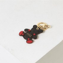 닥스핸드백 DCHO2E730 [SAINT BARNET]레드 바넷 DD패턴 가죽배색 테디베어 참장식