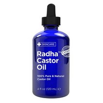 Radha Beauty Castor Oil 4oz 100% Pure Cold Pressed Hexane Free With Dropper and Eyelash Brush to, 단일수량